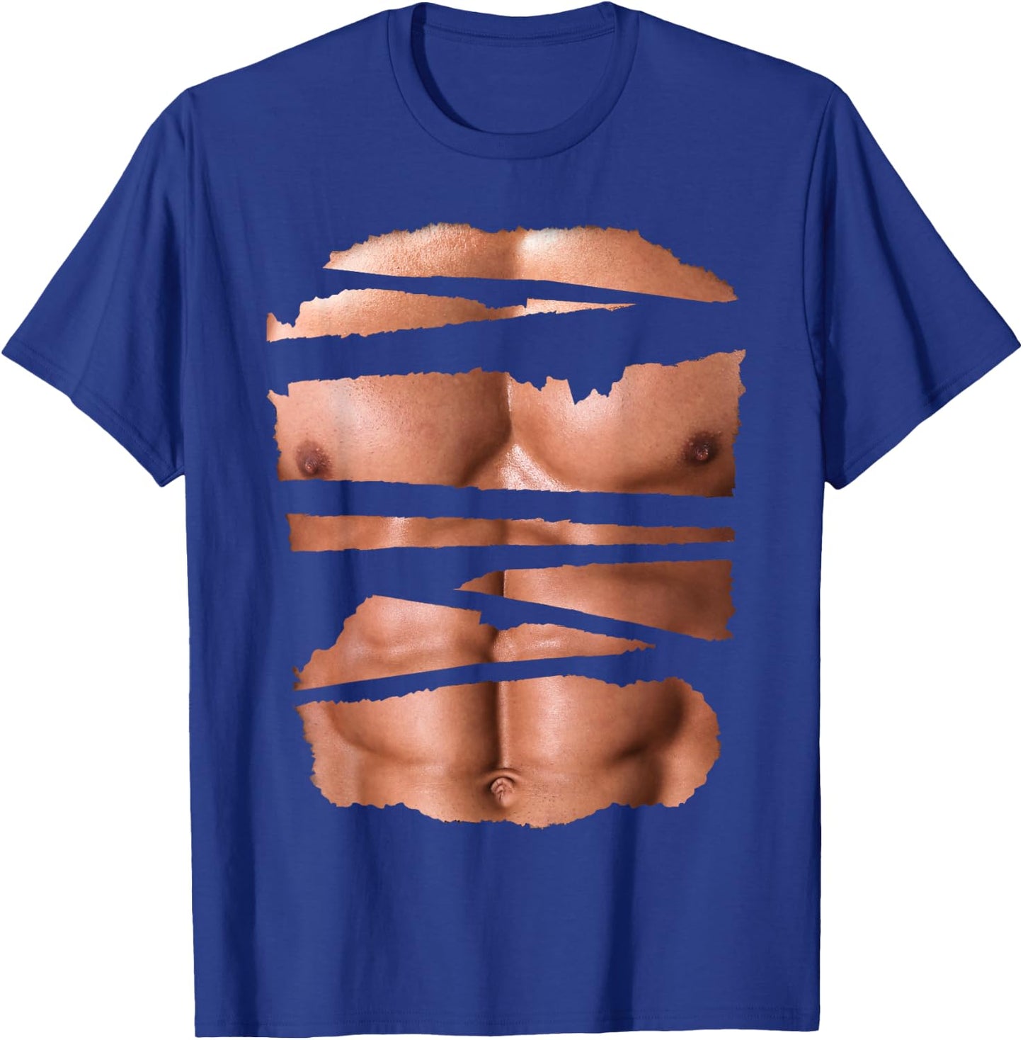 Funny Fake Muscles Fitness Model Chest Six Pack Abs Ripped T-Shirt - T-Shirt | Royal
