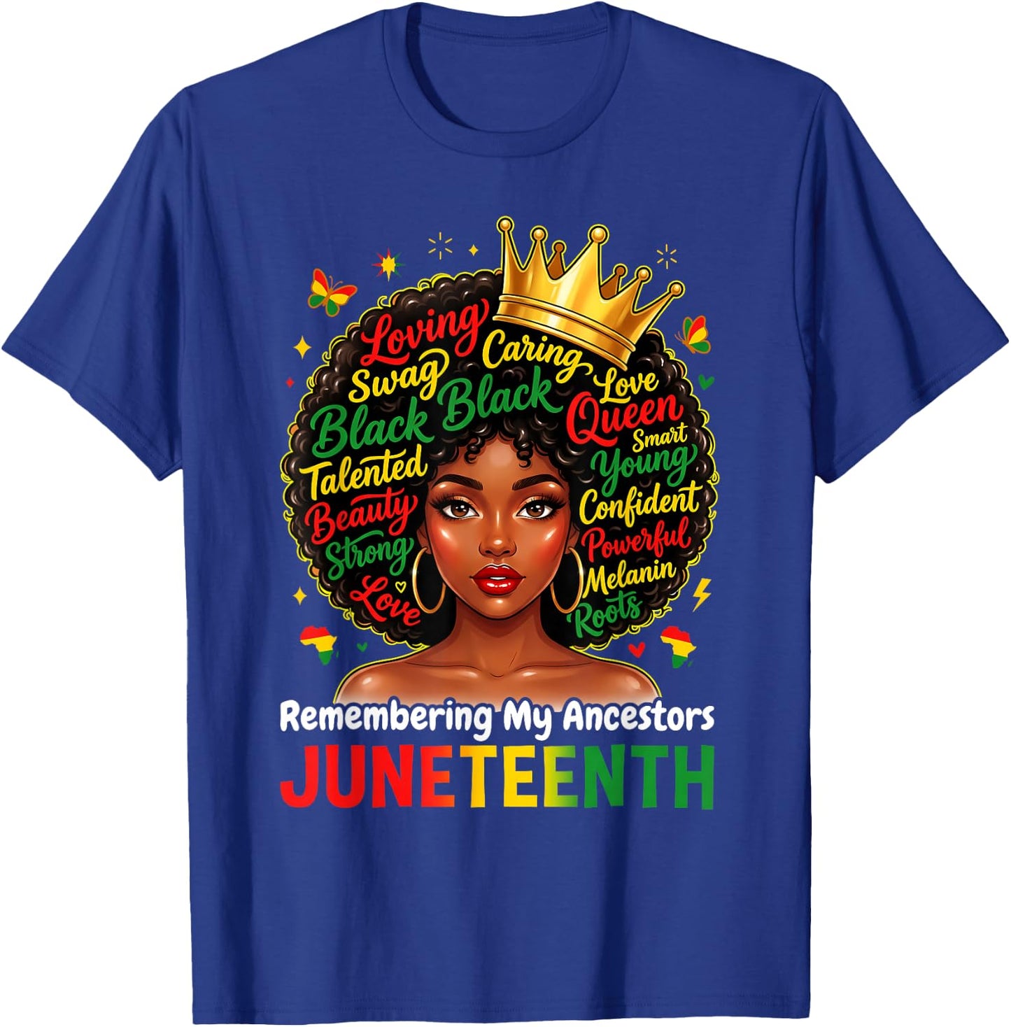 Juneteenth Remembering My Ancestors Black History Women Girl T-Shirt - T-Shirt | Royal