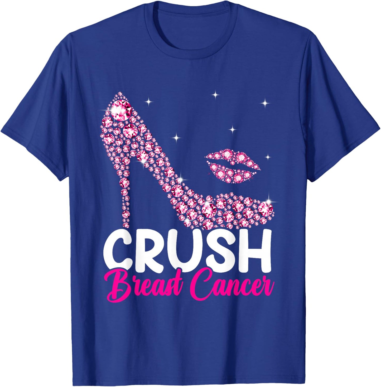Crush Breast Cancer Awareness High Heel Pink Ribbon Women T-Shirt - T-Shirt | Royal