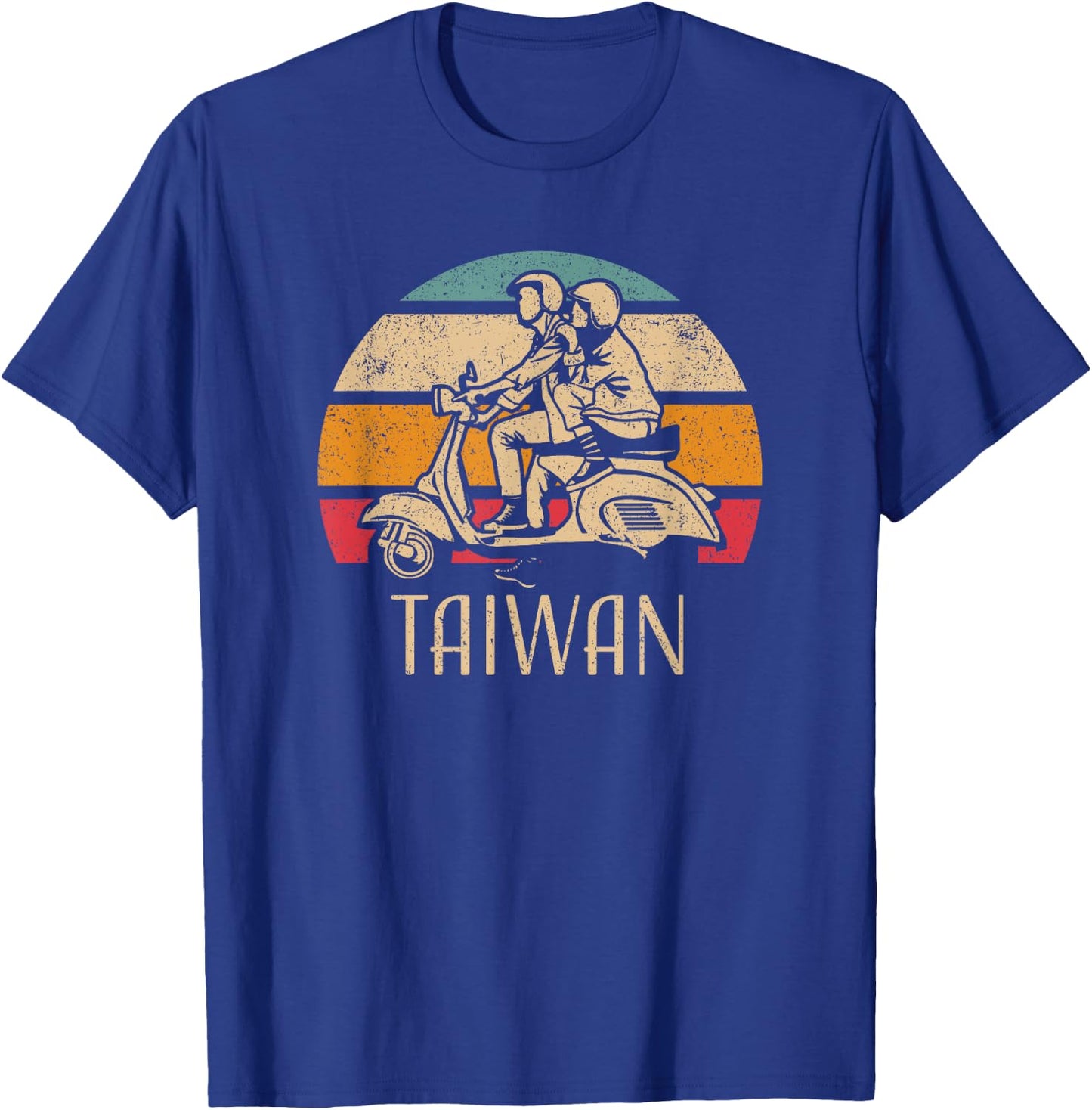 Taiwan Vintage Scooter Retro Sunset Distressed Design T-Shirt - T-Shirt | Royal