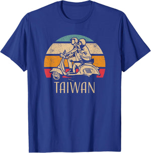 Taiwan Vintage Scooter Retro Sunset Distressed Design T-Shirt - T-Shirt | Royal