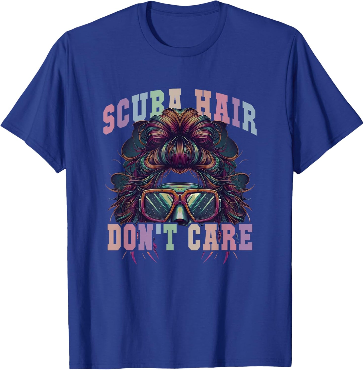 Cute SCUBA HAIR DON'T CARE Dive Squad Buddies Instructor Mom T-Shirt - T-Shirt | Royal