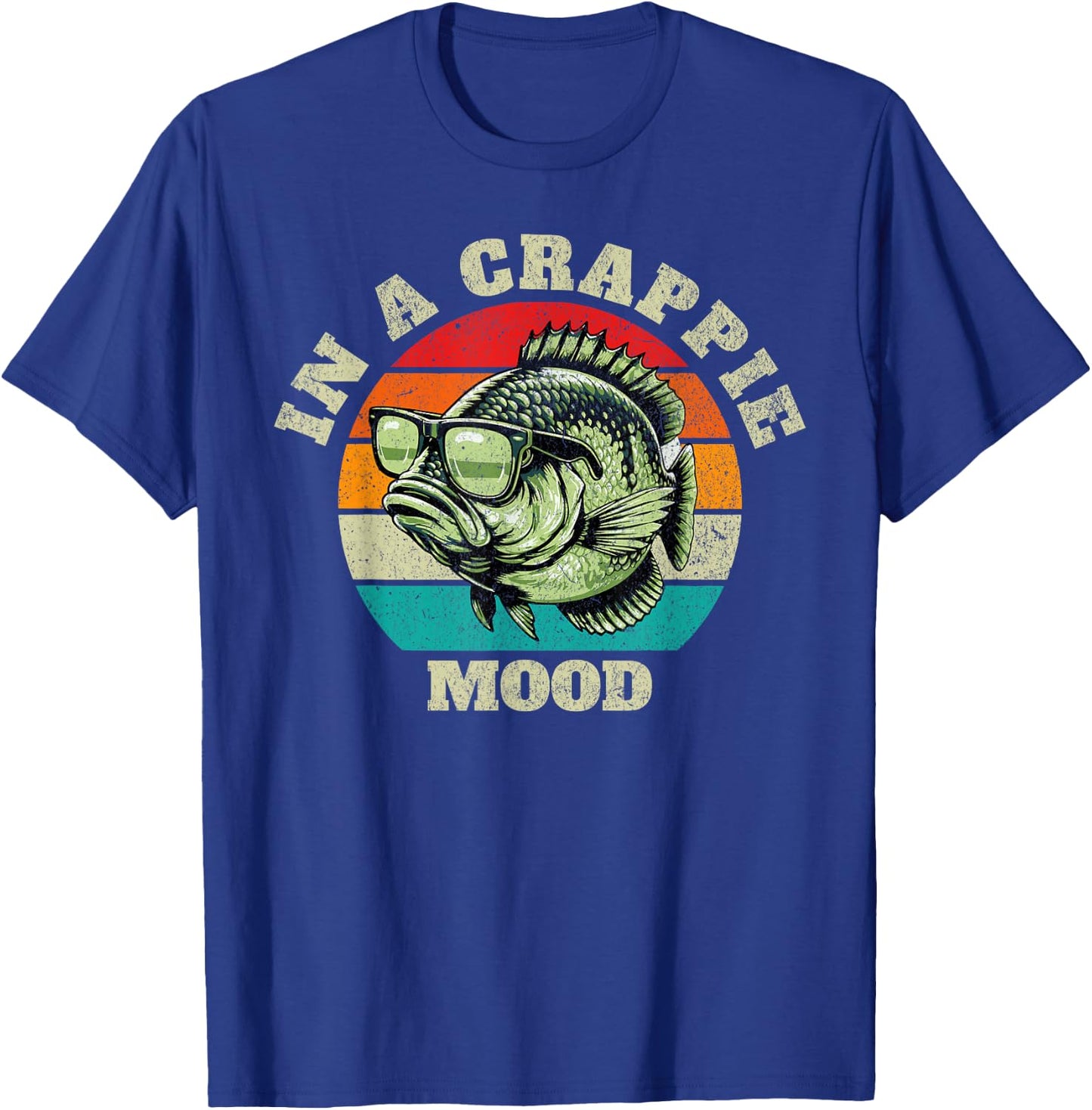 Funny In A Crappie Mood Retro Fishing Sarcastic Dad T-Shirt - T-Shirt | Royal
