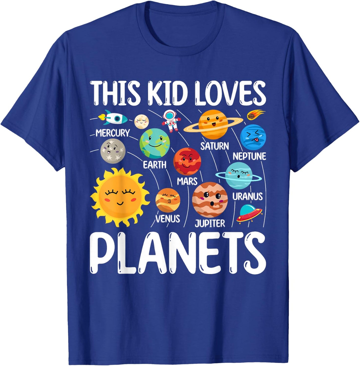 This Kid Loves Planets Solar Star System Science Kids Space T-Shirt - T-Shirt | Royal