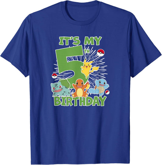 Pokémon It's My 5th Birthday Kanto Starters Celebration T-Shirt - T-Shirt | Royal