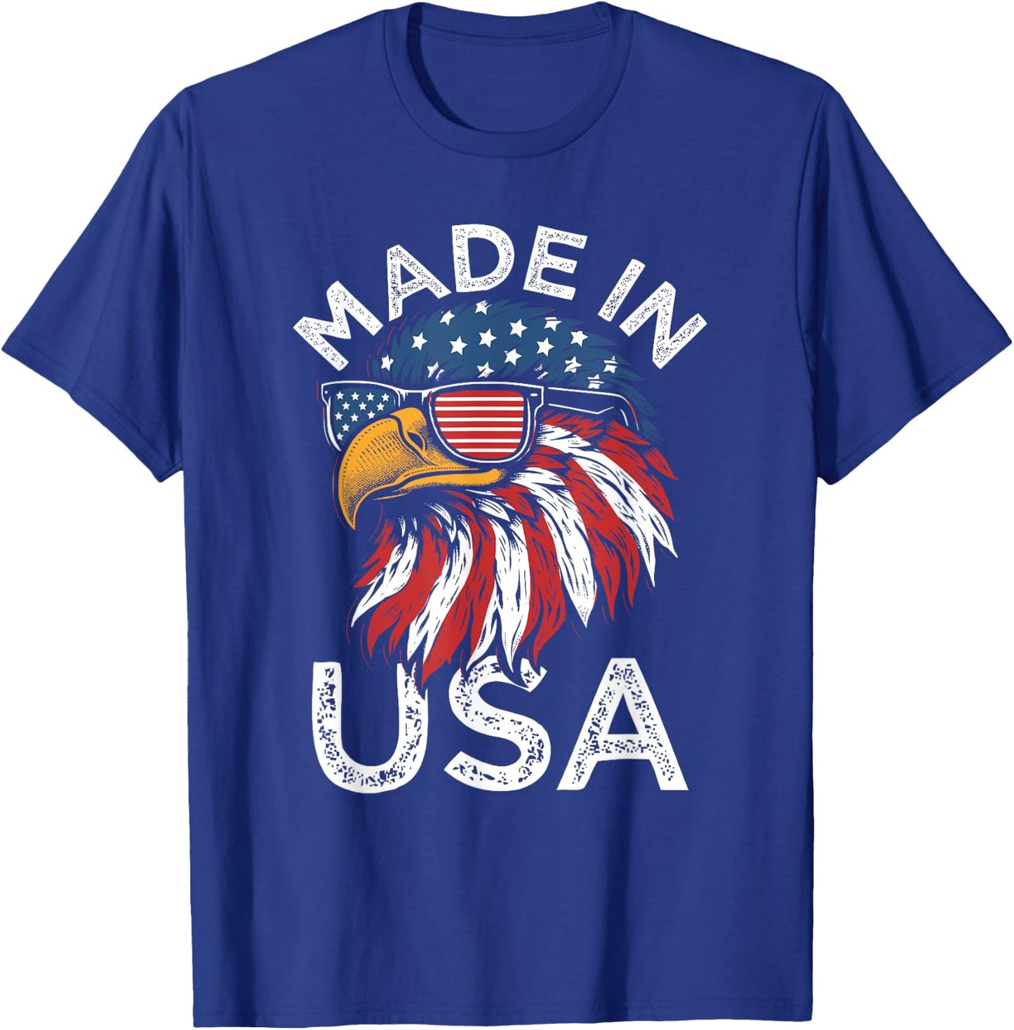 Funny Made In USA Eagle American Flag Sunglasses 4th of July T-Shirt - T-Shirt | Royal