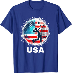 Volleyball USA United States Women USA Team Volleyball T-Shirt - T-Shirt | Royal