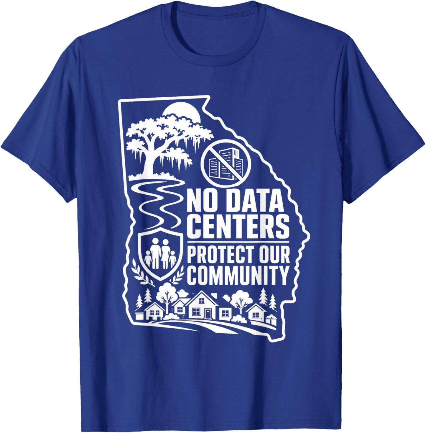 No Data Centers Protect Our Community Retro T-Shirt - T-Shirt | Royal