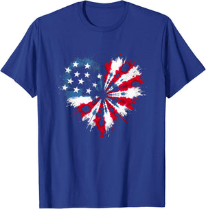 Tie dye Heart USA Flag Colors white, Red & Blue 4th Of July T-Shirt - T-Shirt | Royal