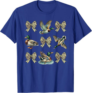 Mallard Duck Camouflage Camo Bow Duck Hunting Girls Camo T-Shirt - T-Shirt | Royal