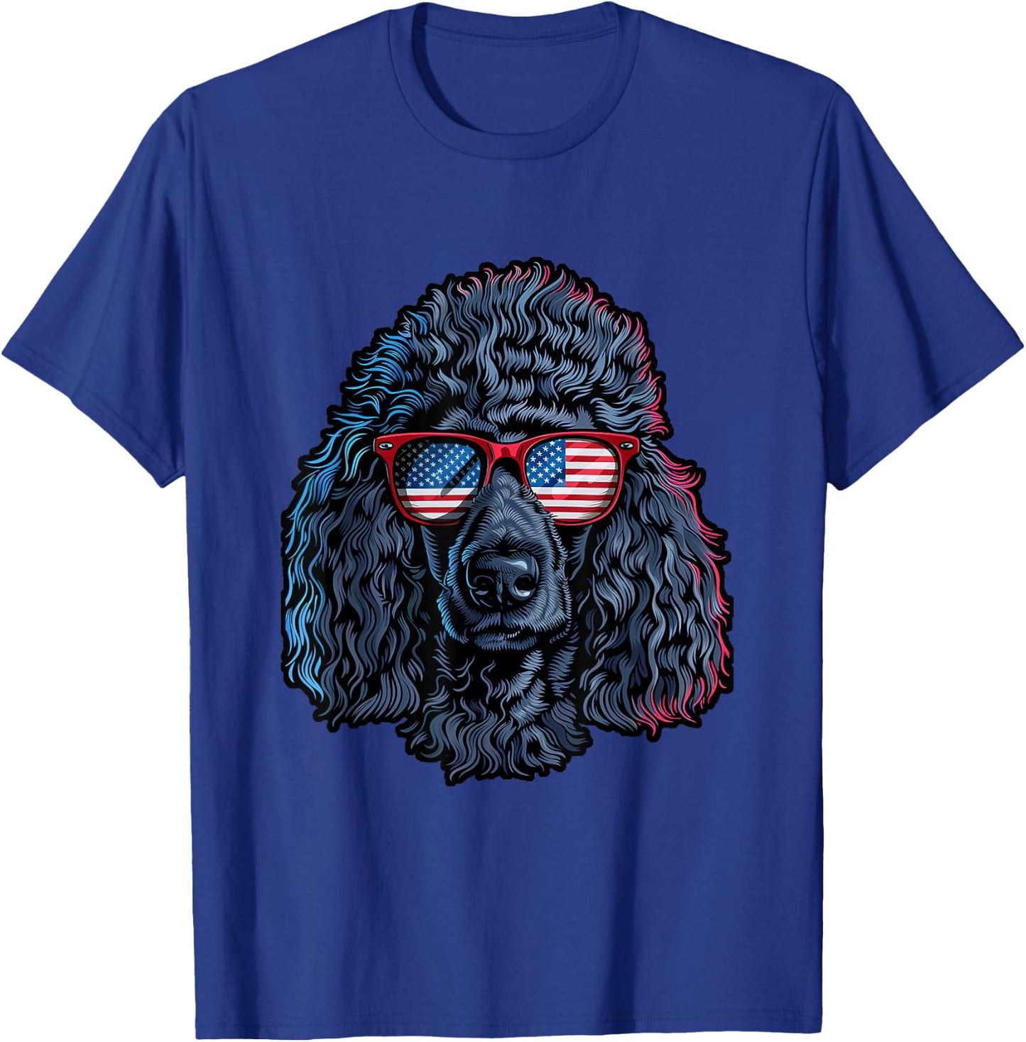 Poodle with American Sunglasses T-Shirt - T-Shirt | Royal