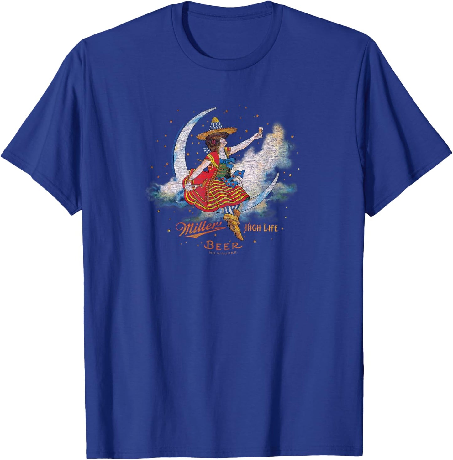 Miller High Life - Celestial Girl in The Moon Milwaukee Beer T-Shirt - T-Shirt | Royal