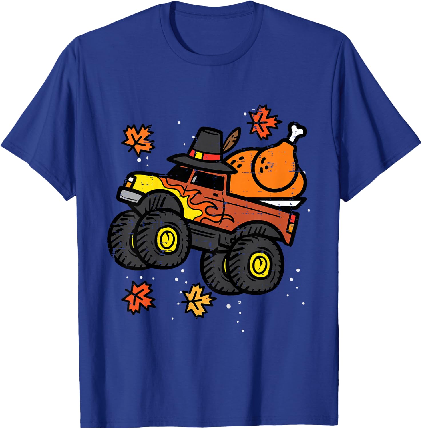 Kids Thanksgiving Monster Truck Turkey Fall Boys Kids Toddler T-Shirt - T-Shirt | Royal