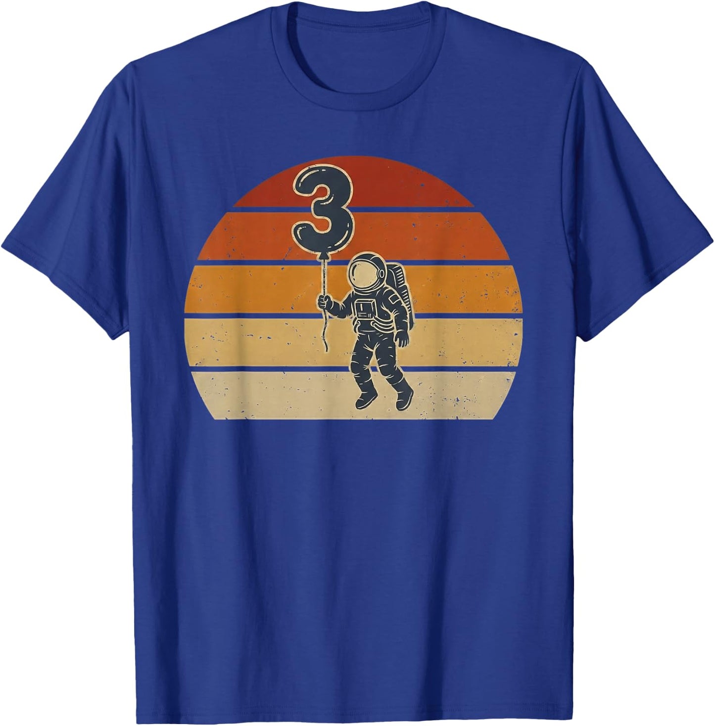 Third Birthday Astronaut 3 Year Old Space Boy Retro T-Shirt - T-Shirt | Royal