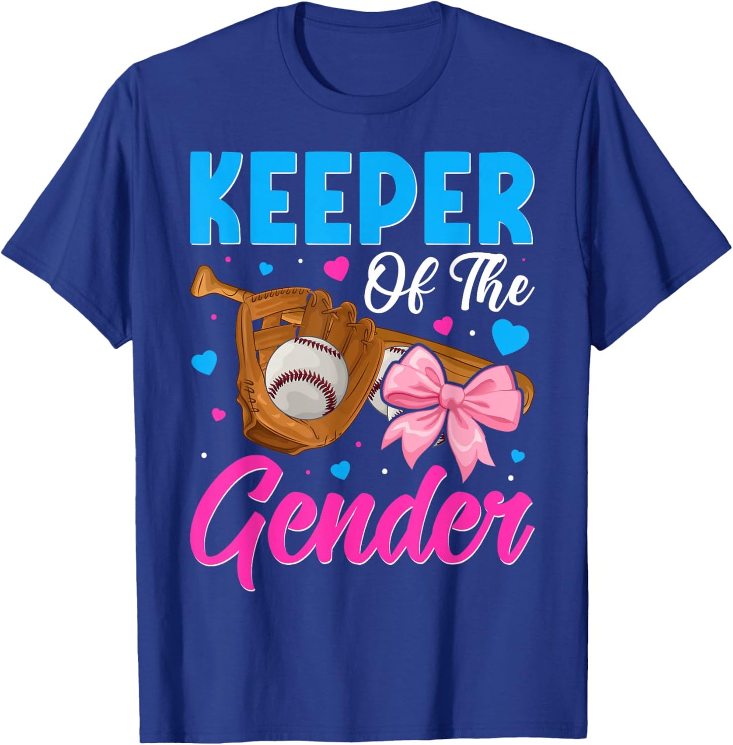 Keeper Of The Gender Baseball or Bows Gender Reveal Party T-Shirt - T-Shirt | Royal