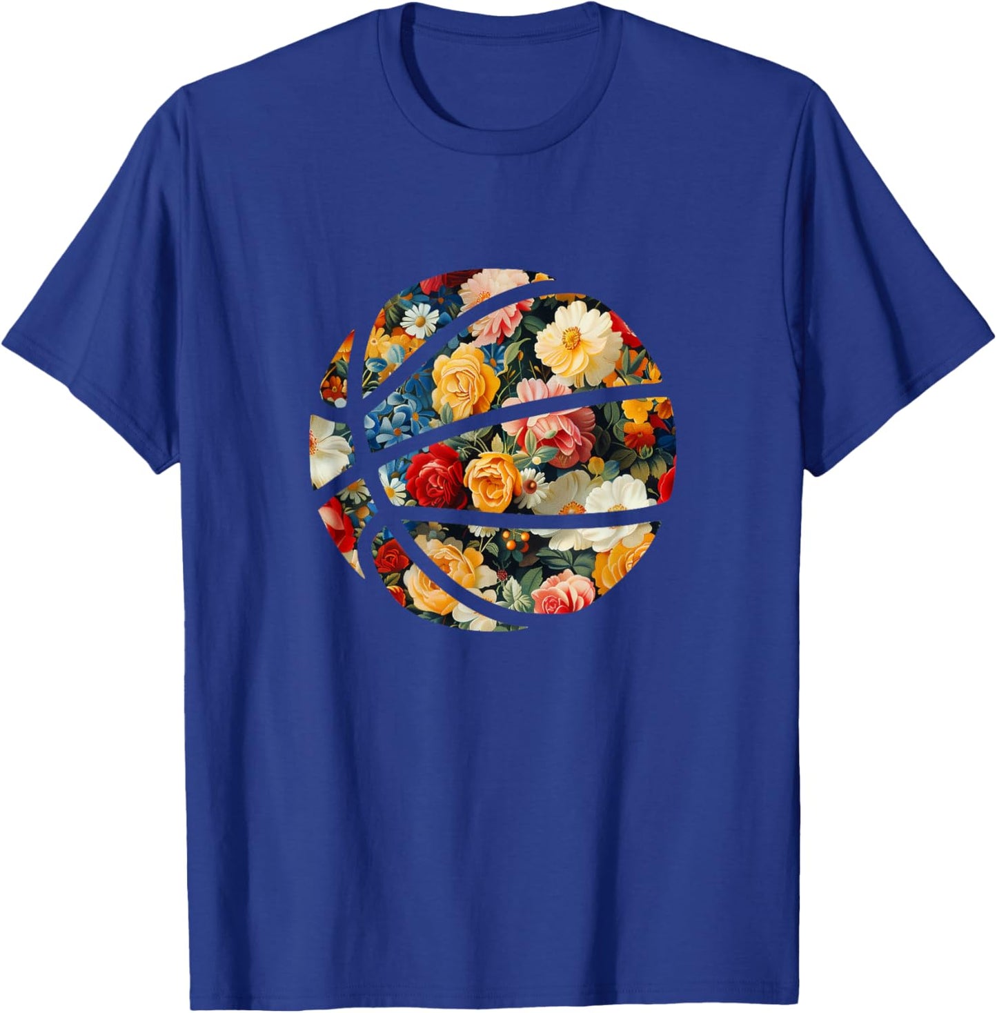 Basketball Silhouette Flowers Botanical Floral T-Shirt - T-Shirt | Royal
