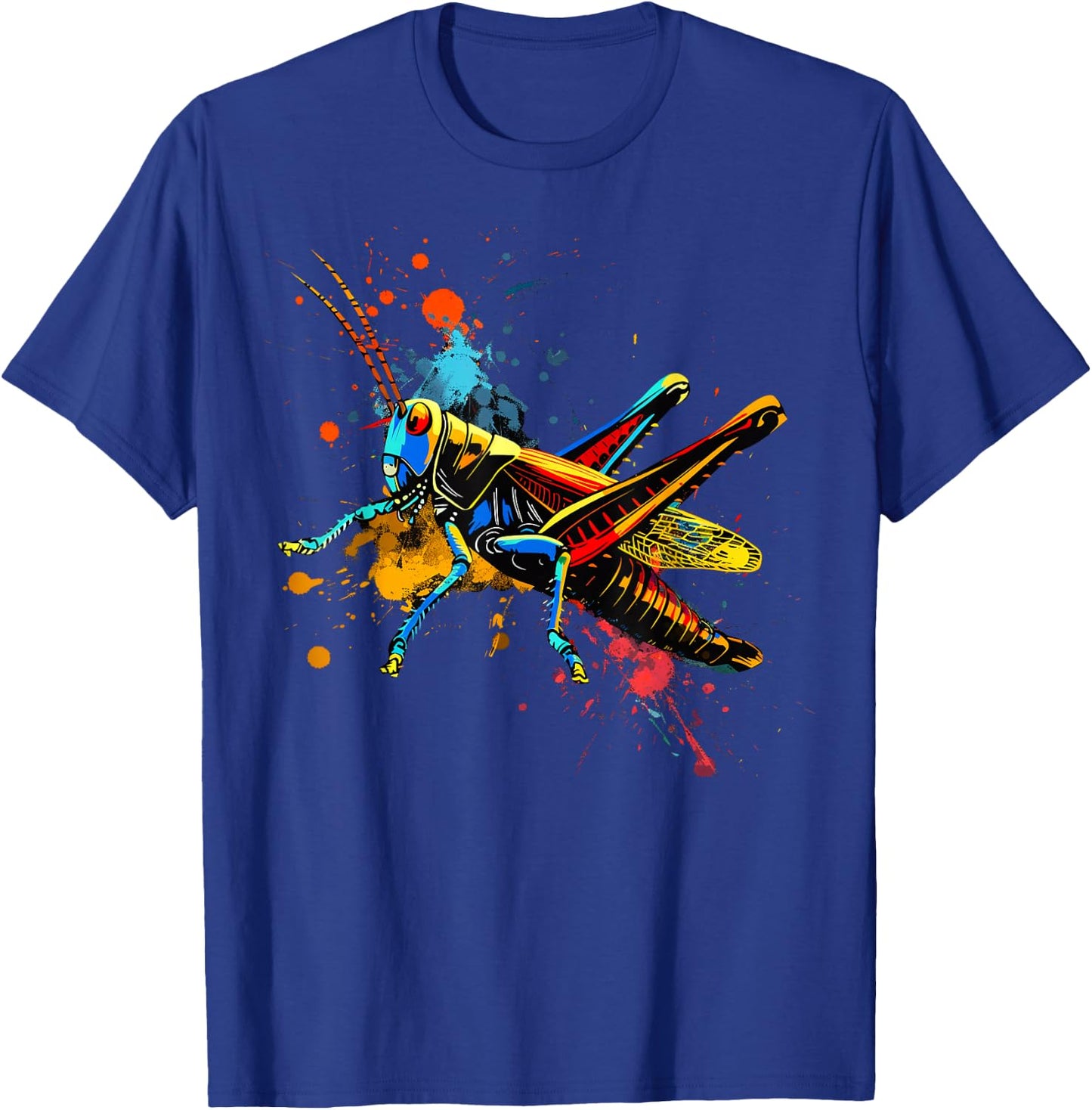 Cool Grasshopper on colorful painted Grasshopper T-Shirt - T-Shirt | Royal