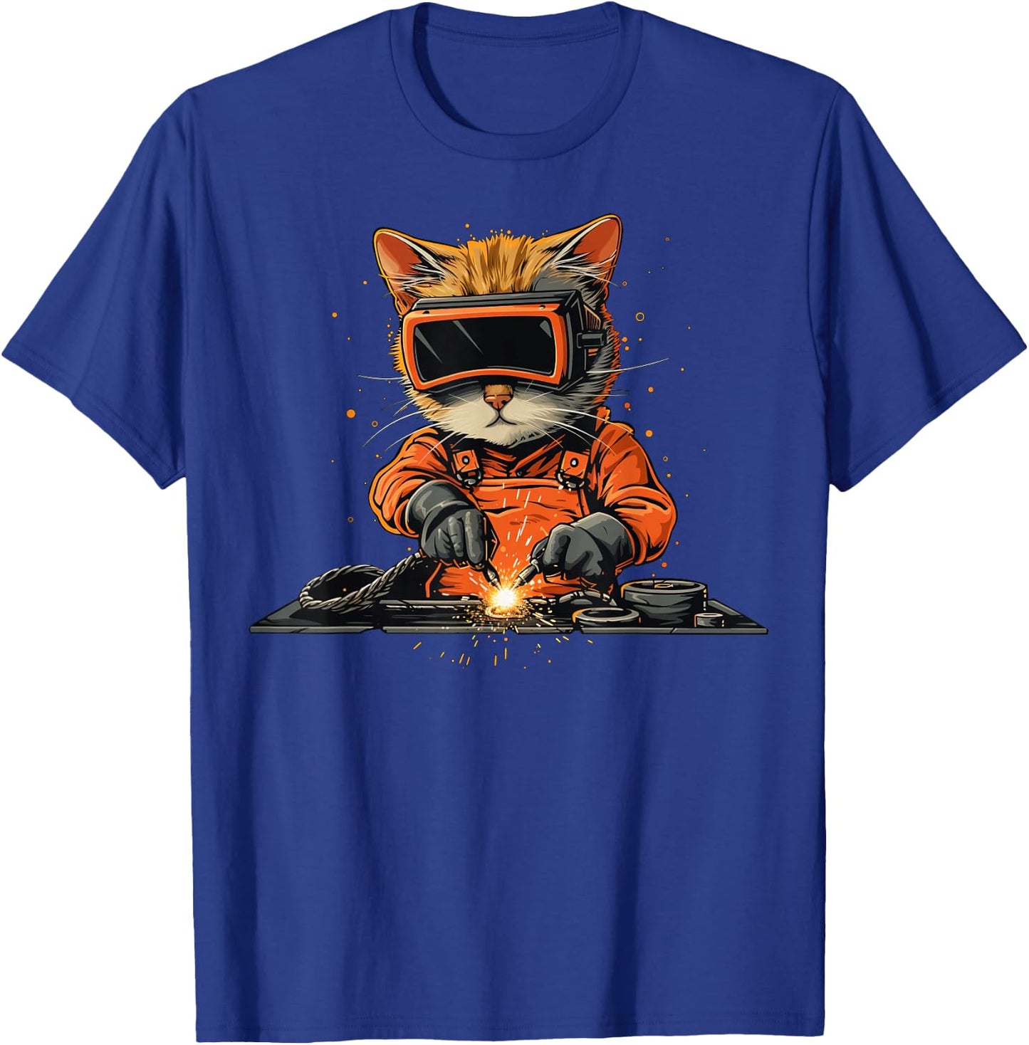Funny Cat Welder T-Shirt - T-Shirt | Royal