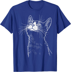 Smiling Cat Minimal – Subtle Cute Kitty T-Shirt - T-Shirt | Royal