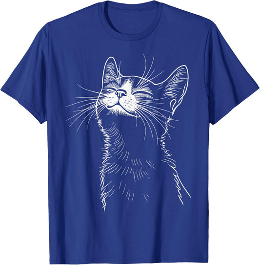 Smiling Cat Minimal – Subtle Cute Kitty T-Shirt - T-Shirt | Royal