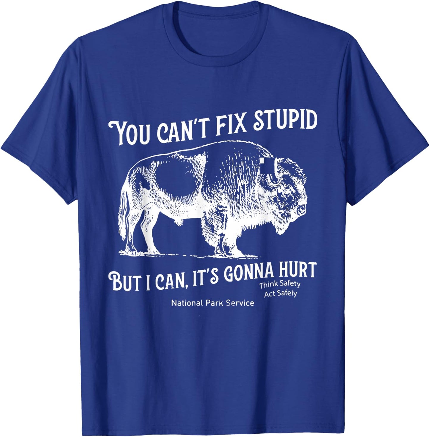You Can't Fix Stupid But I Can It's Gonna Hurt Think Safety T-Shirt - T-Shirt | Royal
