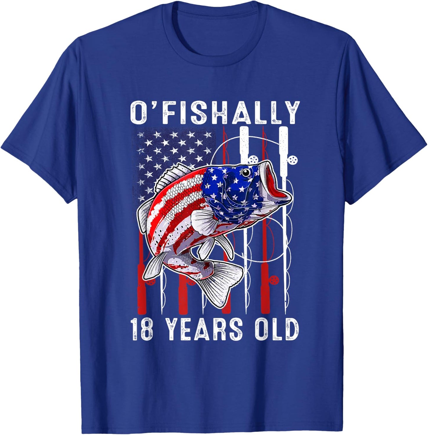 Kids O'fishally 18 Years Old Birthday 18th Birthday Fishing T-Shirt - T-Shirt | Royal
