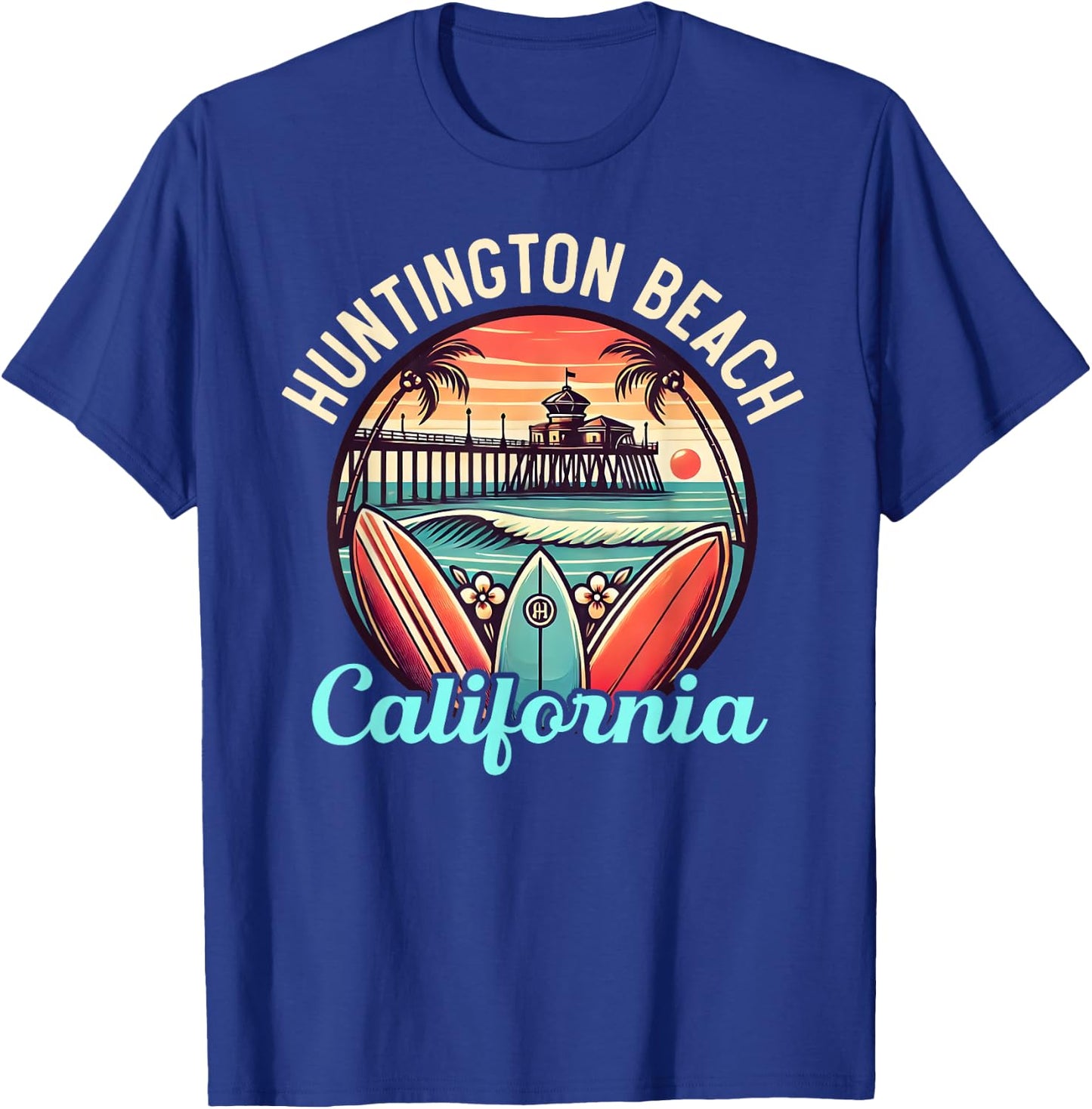 Huntington Beach California, Los Angeles, Surfer Retro Gifts T-Shirt - T-Shirt | Royal
