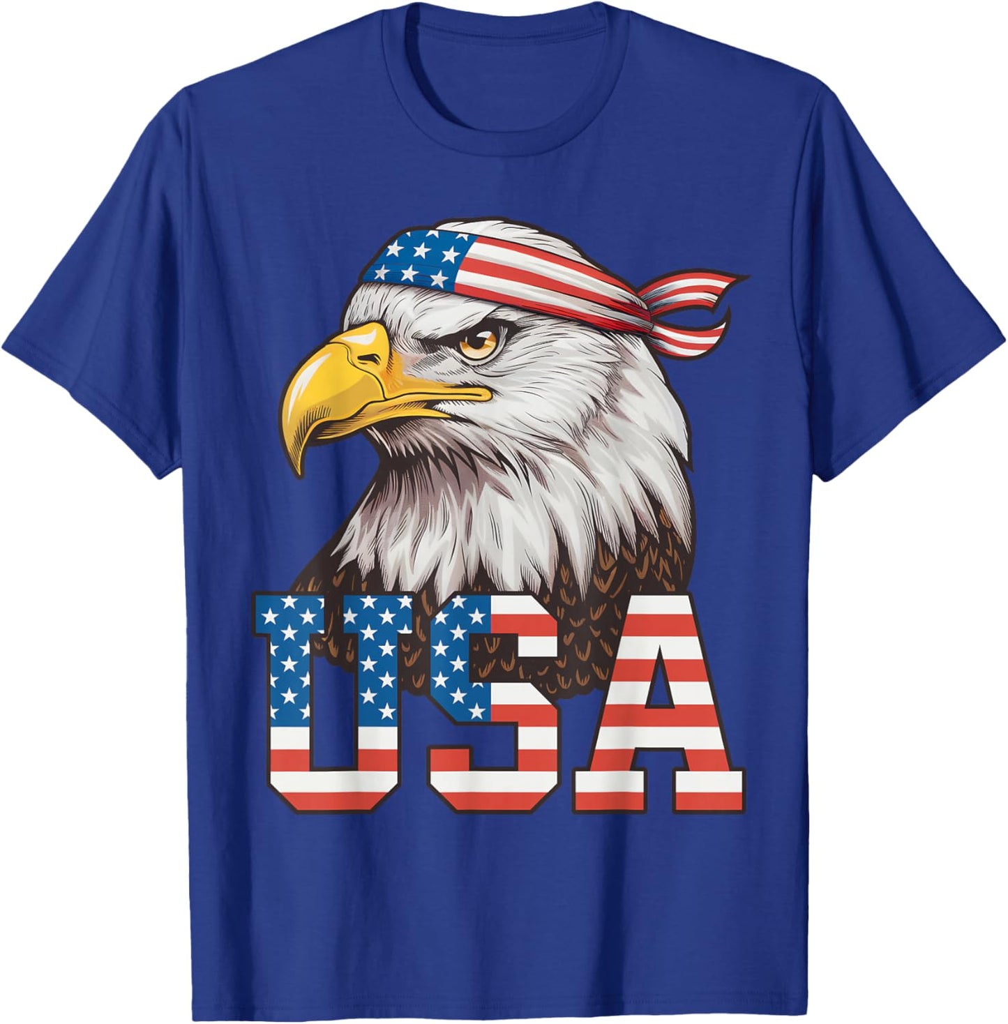 USA American Flag Men Women Kids Bald Eagle Patriotic T-Shirt - T-Shirt | Royal