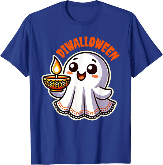 Fun Boo Ghost Lantern Diwali Deepavali Halloween Diwalloween T-Shirt - T-Shirt | Royal