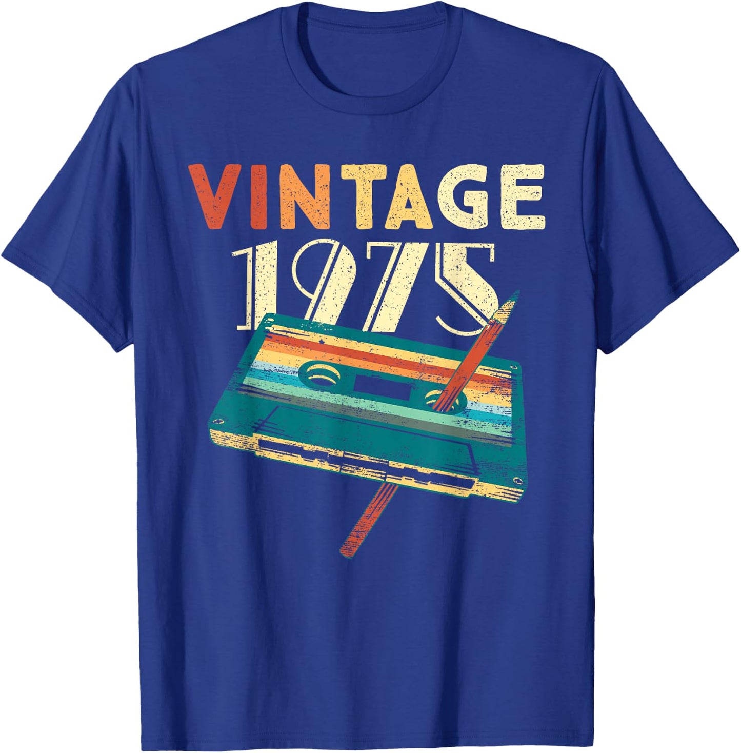 50 Years Old Gifts Vintage 1975 Music Cassette 50th Birthday T-Shirt - T-Shirt | Royal
