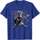 Rock Cat Playing Guitar Electric in space Funny kitty Galaxy T-Shirt - T-Shirt | Royal