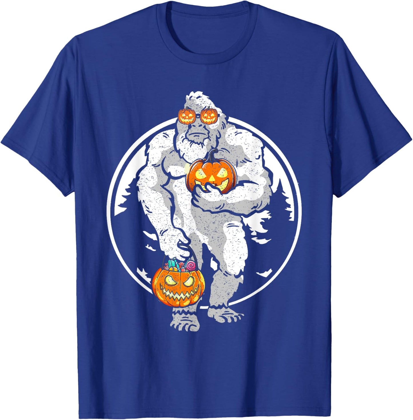 Bigfoot Yeti Pumpkin Candy Funny Halloween Sasquatch Costume T-Shirt - T-Shirt | Royal