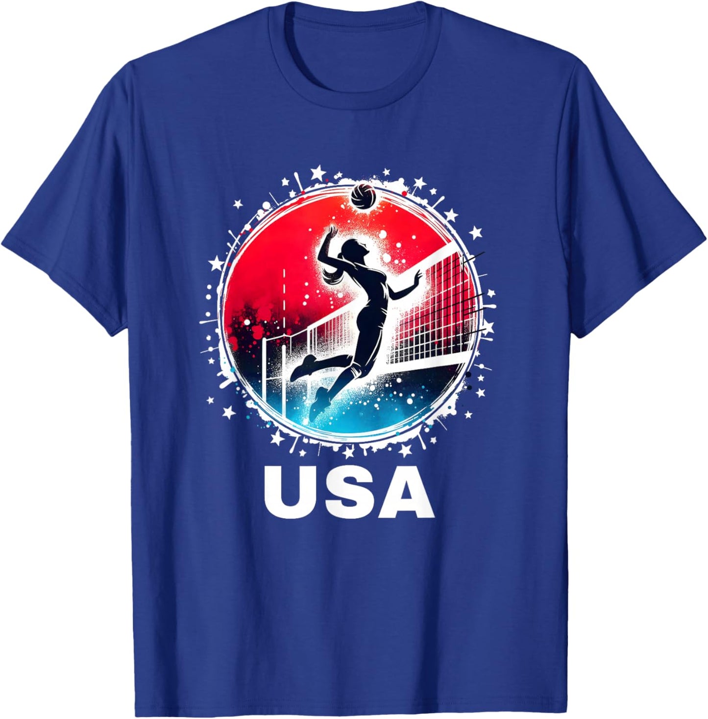 Volleyball USA Go USA Team USA Flag Women Volleyball T-Shirt - T-Shirt | Royal