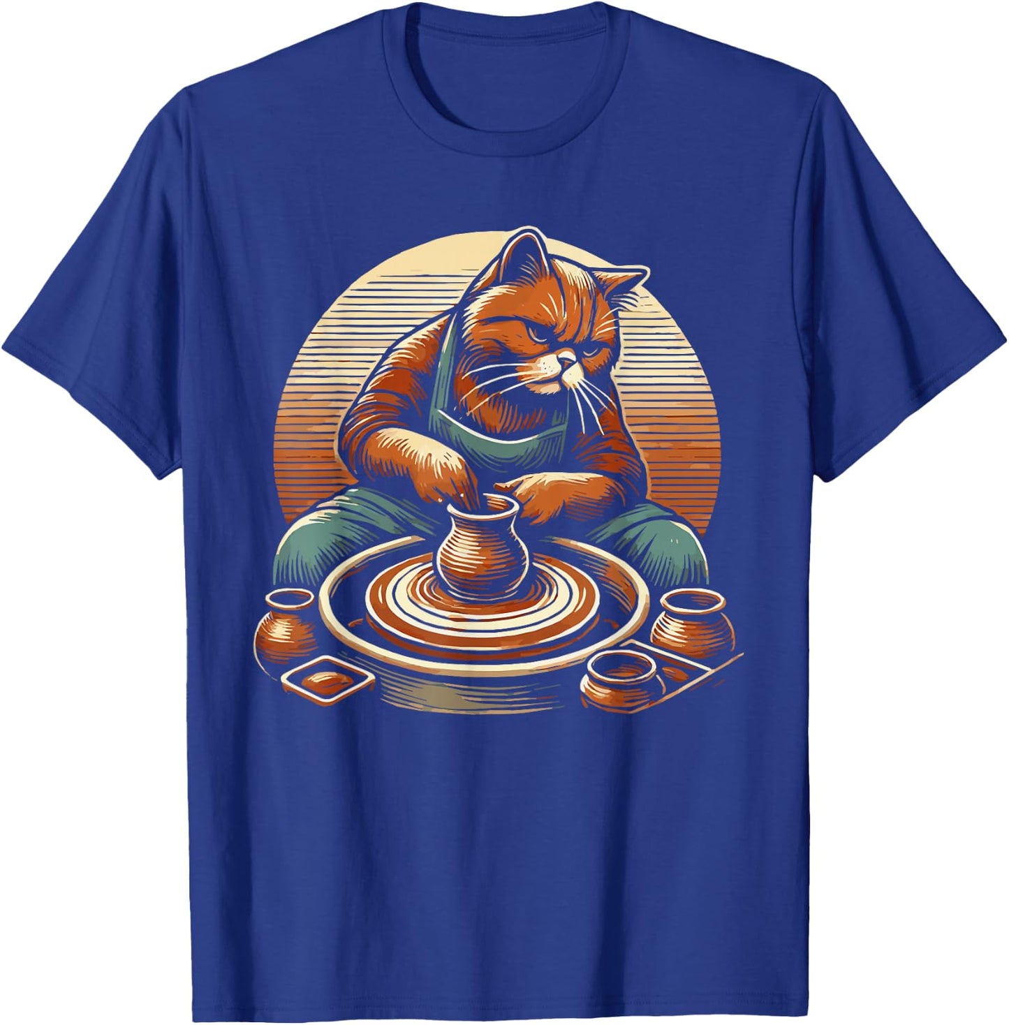 Cat Pottery Ceramics Clay Potter Kiln Pot Making T-Shirt - T-Shirt | Royal