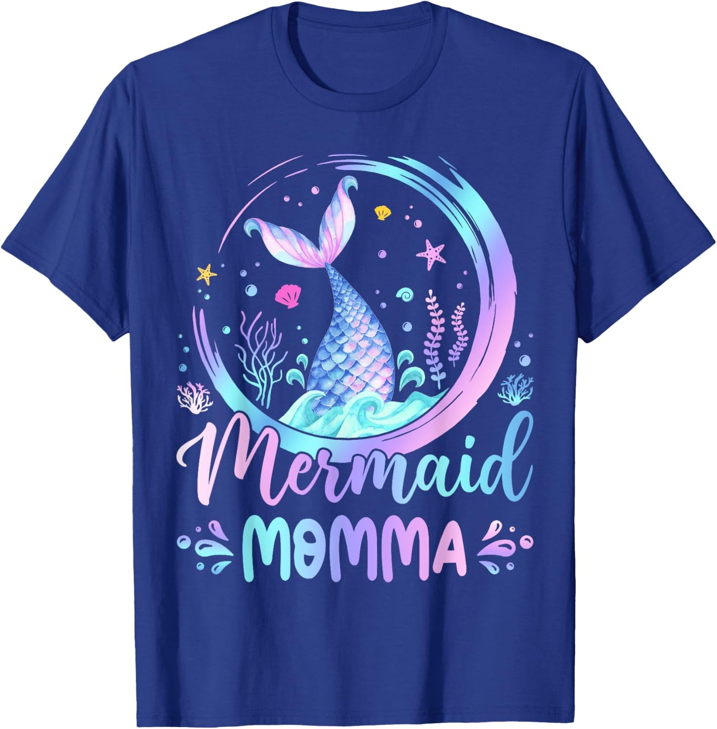 Mermaid Momma Family Matching Birthday Party T-Shirt - T-Shirt | Royal