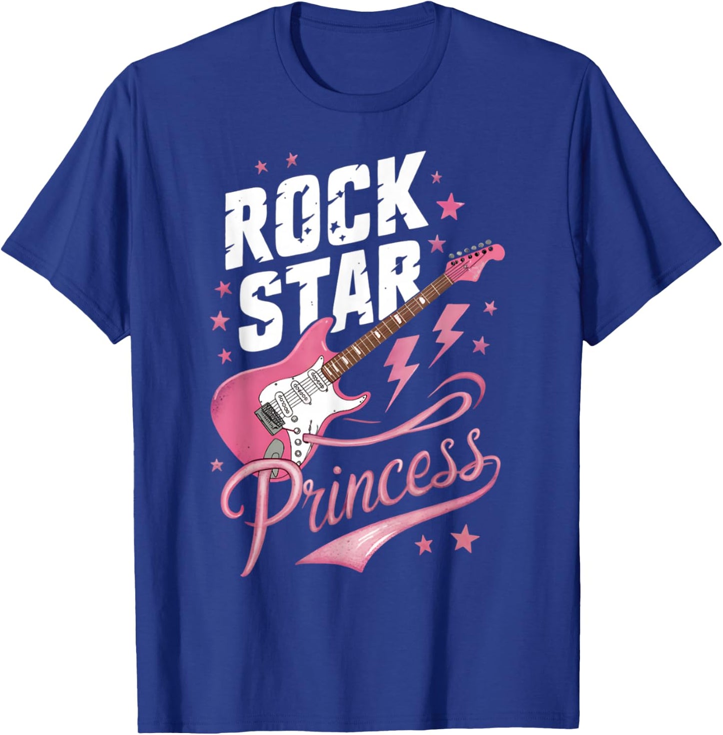Girls Women's Teen Rock Star Princess Electric Guitar Design T-Shirt - T-Shirt | Royal