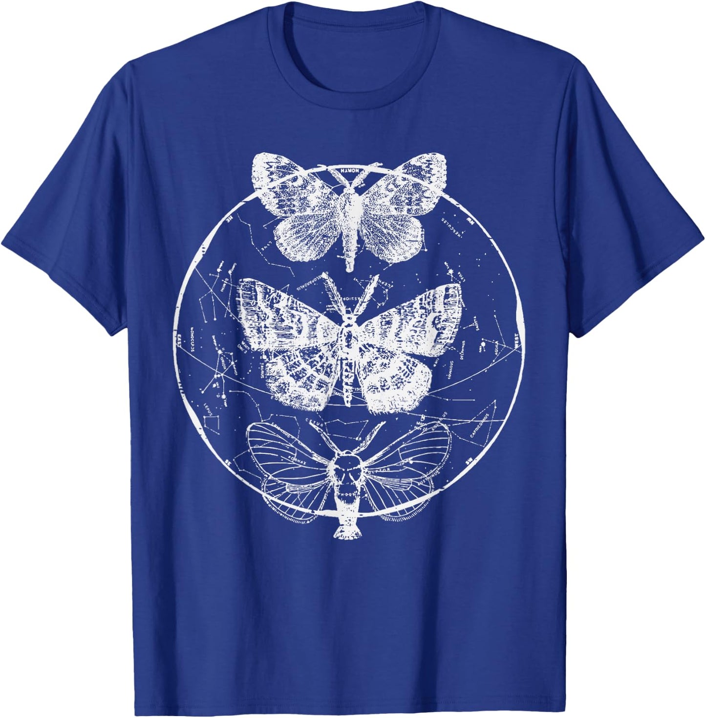 Moth Astrology Circle Constellations Stars Women Men Kids T-Shirt - T-Shirt | Royal