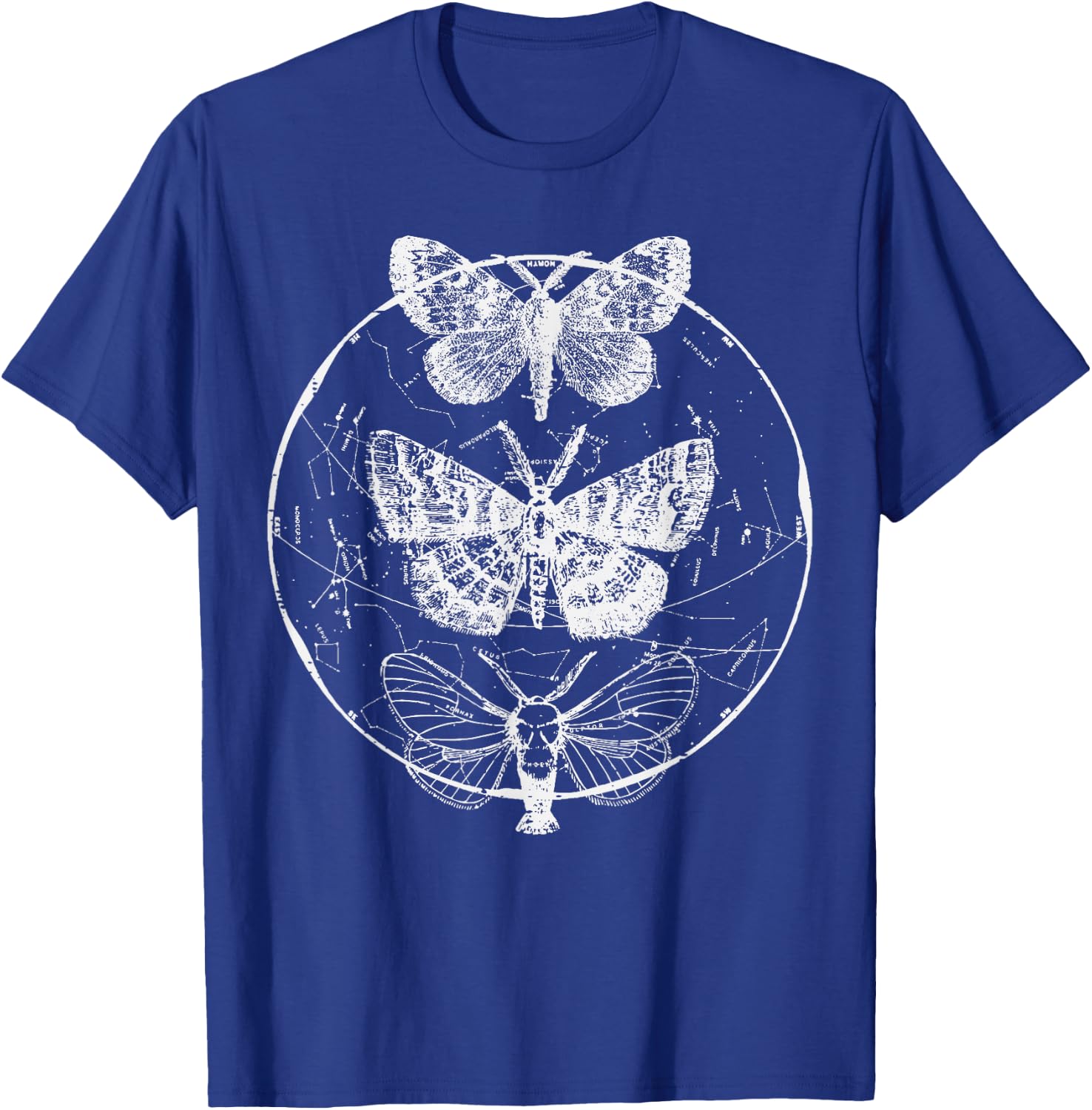 Moth Astrology Circle Constellations Stars Women Men Kids T-Shirt - T-Shirt | Royal