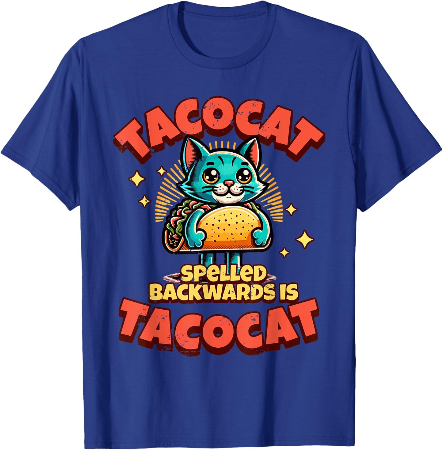 Retro Tacocat Spelled Backwards Is Taco Cat , Cute Paws Women Girls Kids T-Shirt - T-Shirt | Royal