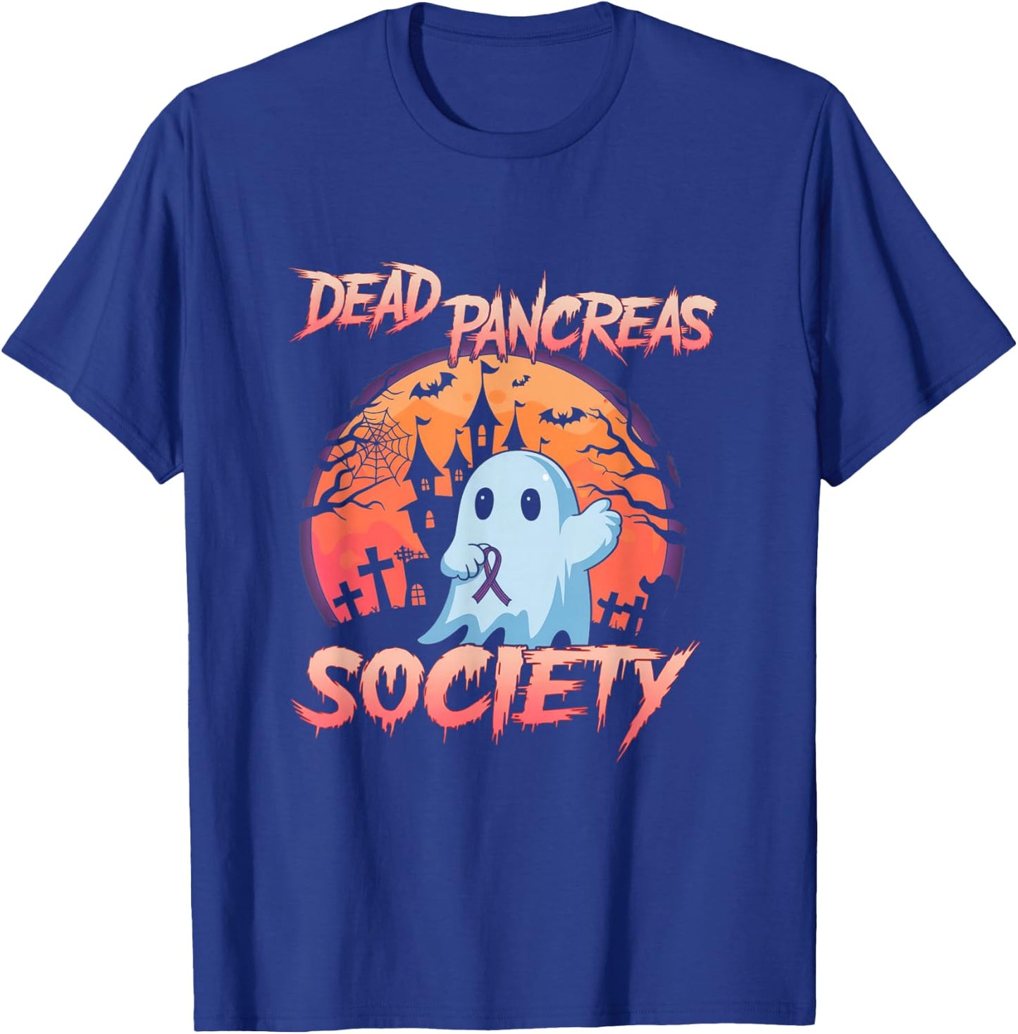 Diabetes Awareness Dead Pancreas Society Ghost Halloween T-Shirt - T-Shirt | Royal