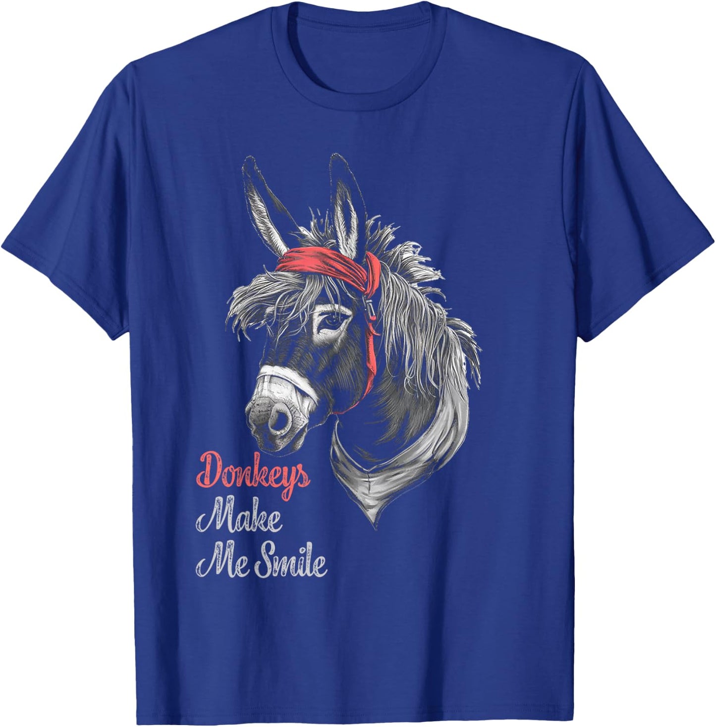 Donkeys Make Me Smile Cute Miniature DonkeyTail Red Bandana T-Shirt - T-Shirt | Royal