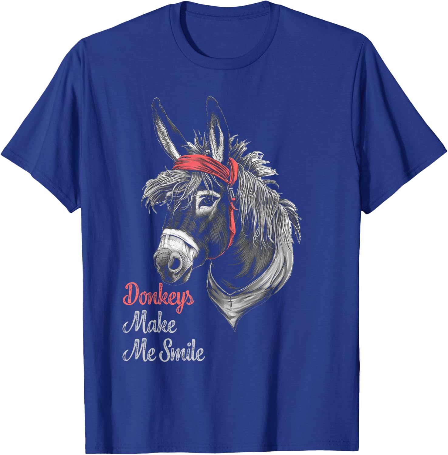 Donkeys Make Me Smile Cute Miniature DonkeyTail Red Bandana T-Shirt - T-Shirt | Royal