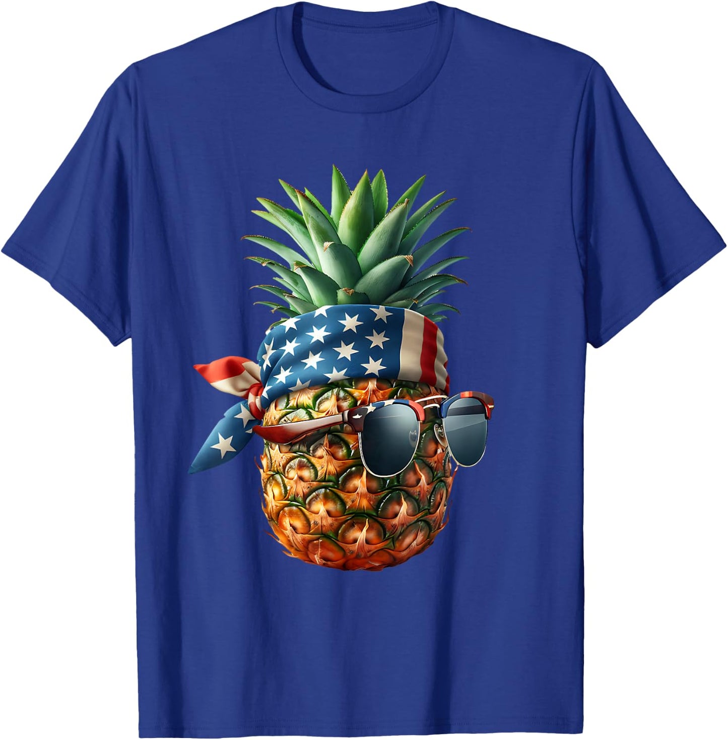Pineapple with Bandana Sunglasses American Flag 4th of July Kids Men T-Shirt - T-Shirt | Royal
