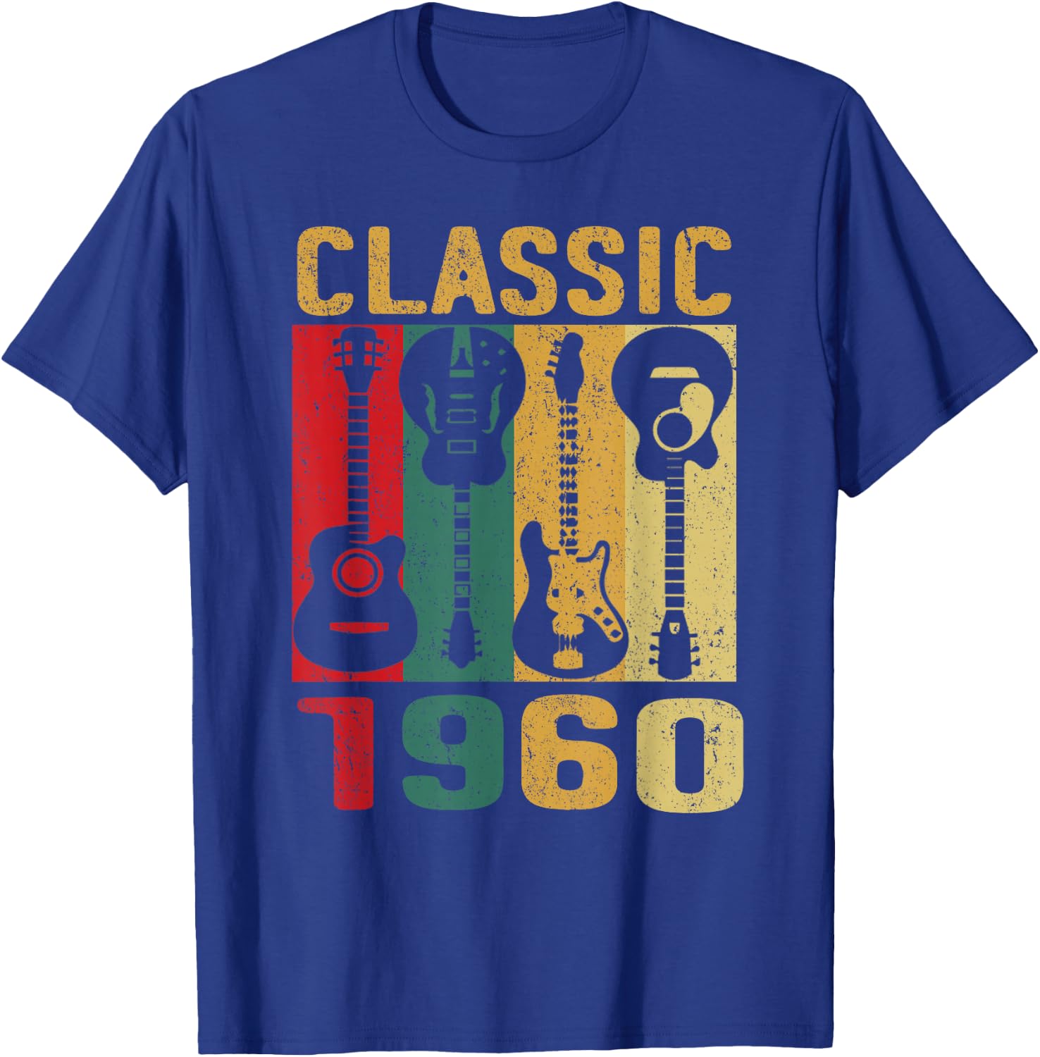 Vintage 1960 Funny 65 Birthday For Guitar Lover T-Shirt - T-Shirt | Royal
