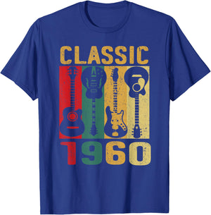 Vintage 1960 Funny 65 Birthday For Guitar Lover T-Shirt - T-Shirt | Royal