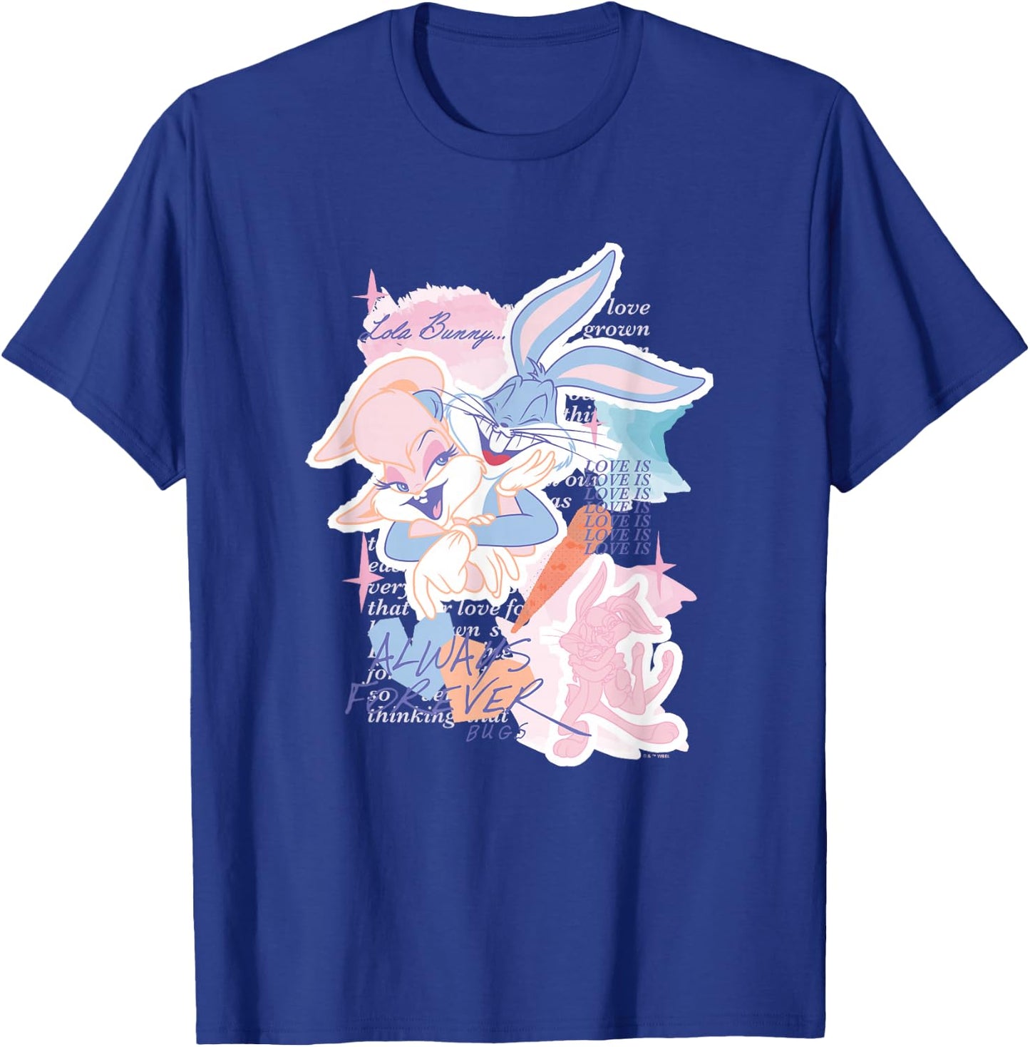 Looney Tunes Bugs Bunny Lola Bunny Always Forever Love Logo T-Shirt - T-Shirt | Royal