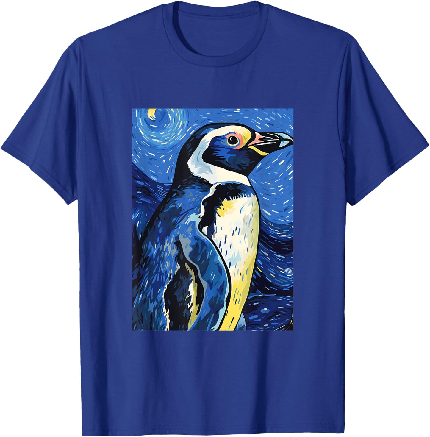 Magellanic Penguin Starry Night Painting Men Women Kids T-Shirt - T-Shirt | Royal