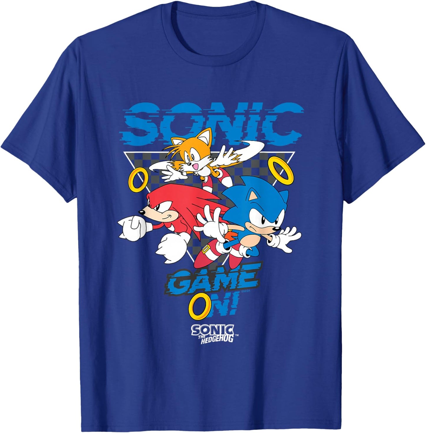 Sonic The Hedgehog Game On! Main Trio Retro Group Shot T-Shirt - T-Shirt | Royal