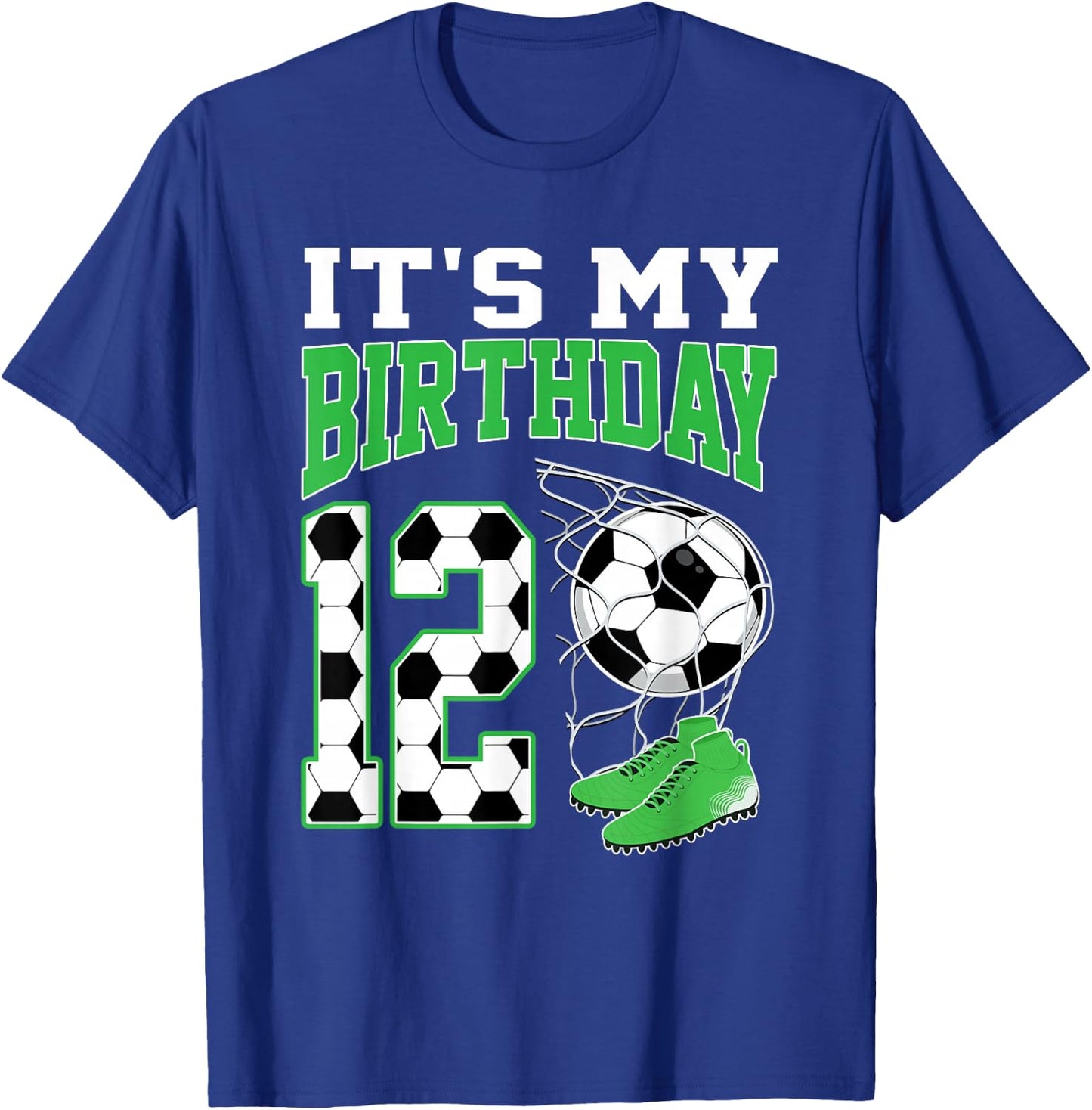 It's My 12th Birthday Soccer Party 12 Year Old Boy T-Shirt - T-Shirt | Royal