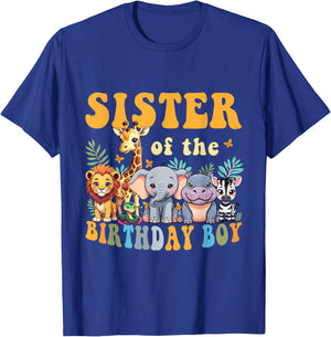 Sister of the Birthday Boy Kid Safari Jungle Animal Matching T-Shirt - T-Shirt | Royal